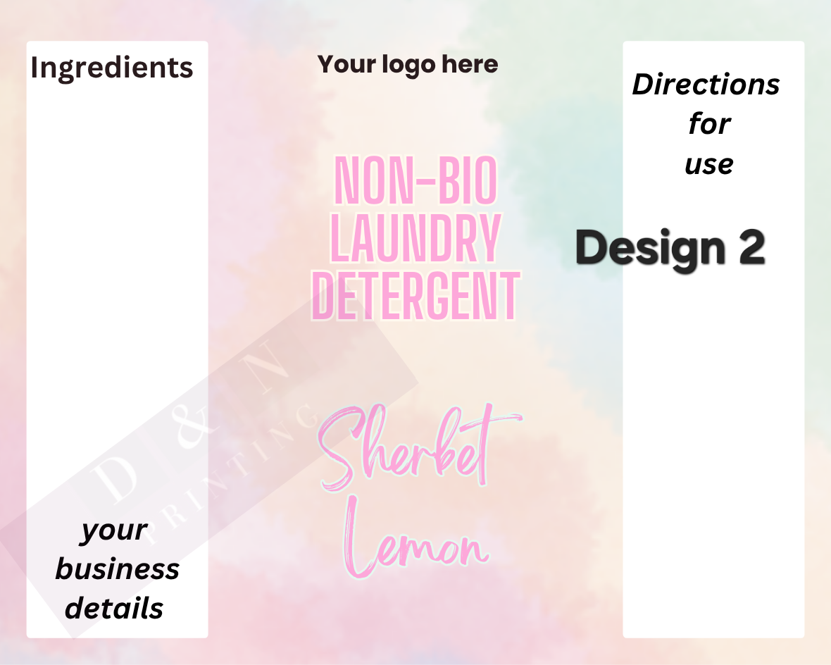 Cleaning Concentrate, Non Bio Laundry Detergent, Fabric Softener and others - From Fizzy Whiz 100mm x 80mm size Label