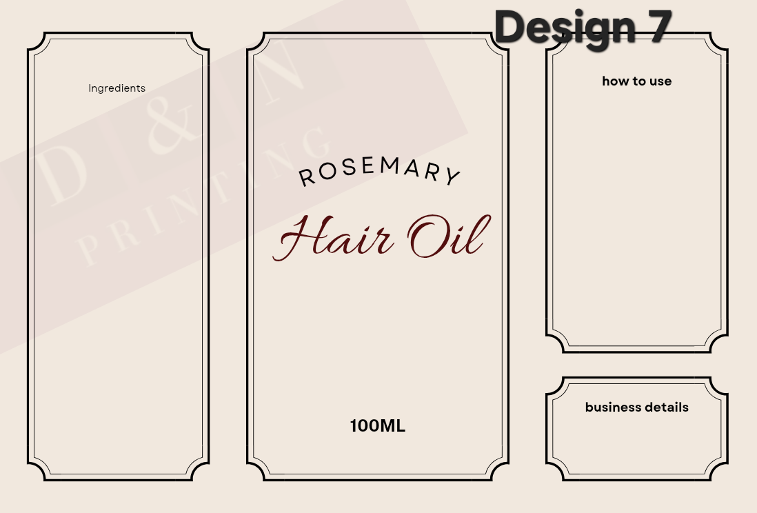Hair Oil Labels in 90mm x 65mm - Matte or Gloss