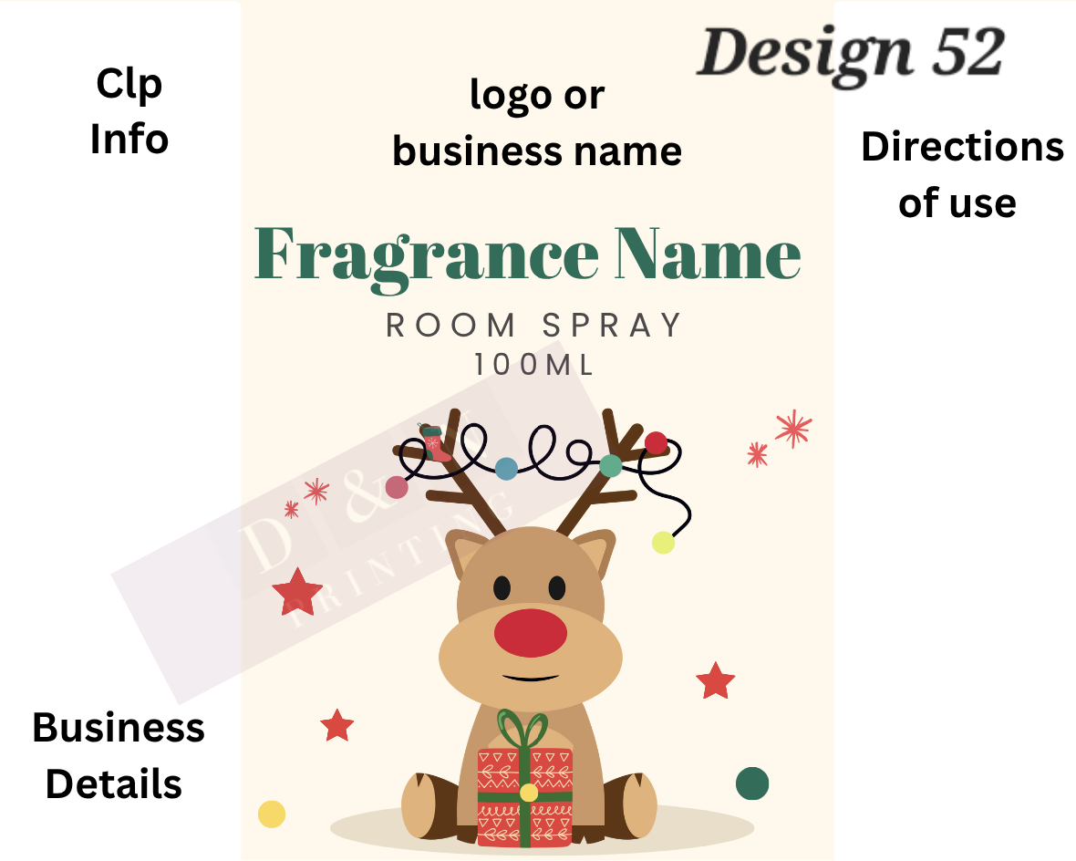 Christmas & Winter Room Spray Labels. Gloss Labels 100mm x80mm - 6 labels per sheet