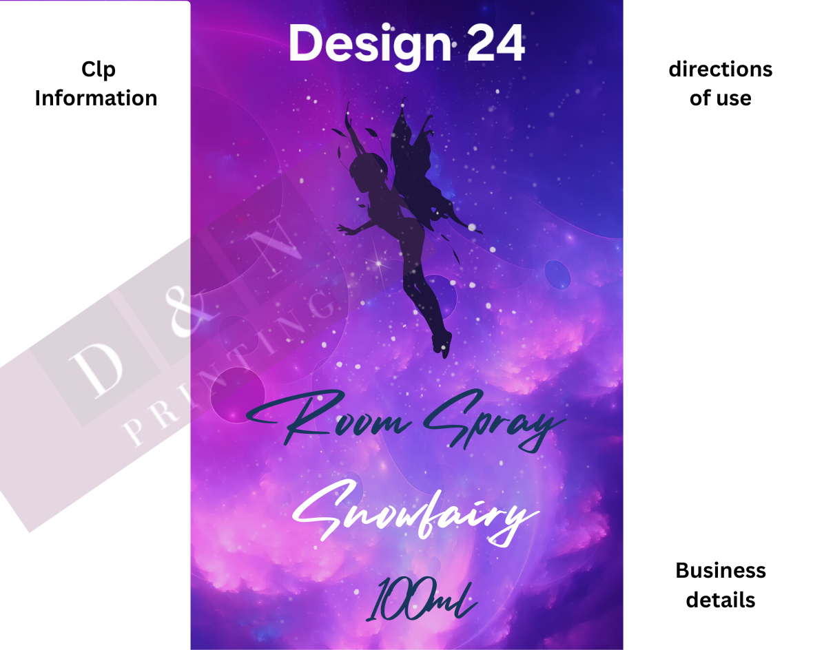 Room Spray Labels. Gloss Labels 100mm x80mm - 6 labels per sheet