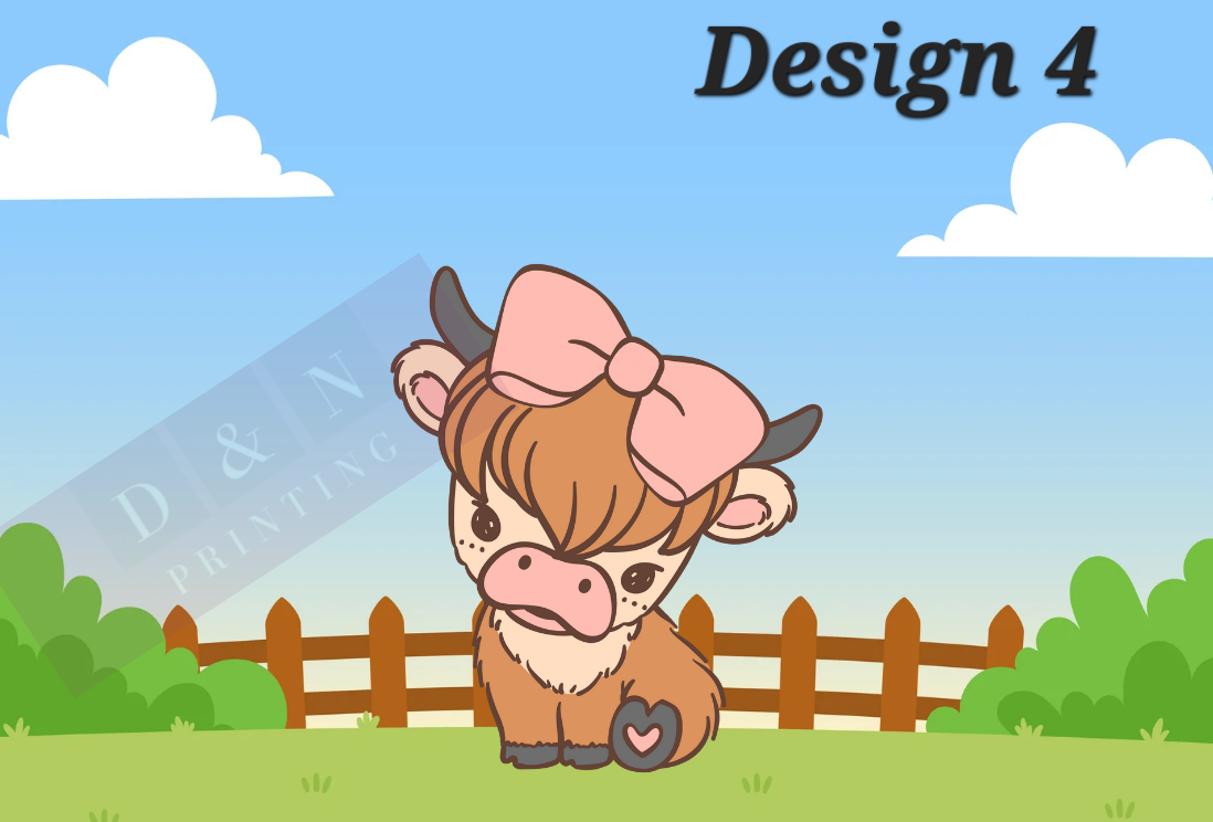Highland Cow Collection Box Labels