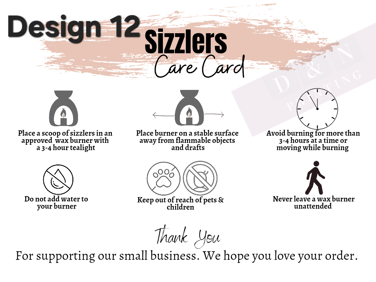 Care Cards (small) These are printed as a standard design no changes available