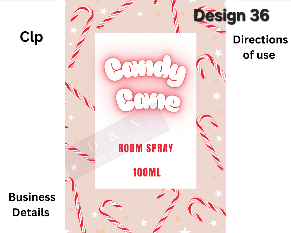 Christmas & Winter Room Spray Labels. Gloss Labels 100mm x80mm - 6 labels per sheet