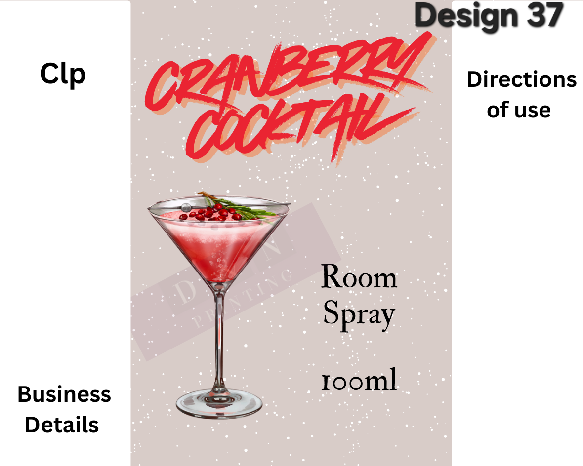Christmas & Winter Room Spray Labels. Gloss Labels 100mm x80mm - 6 labels per sheet