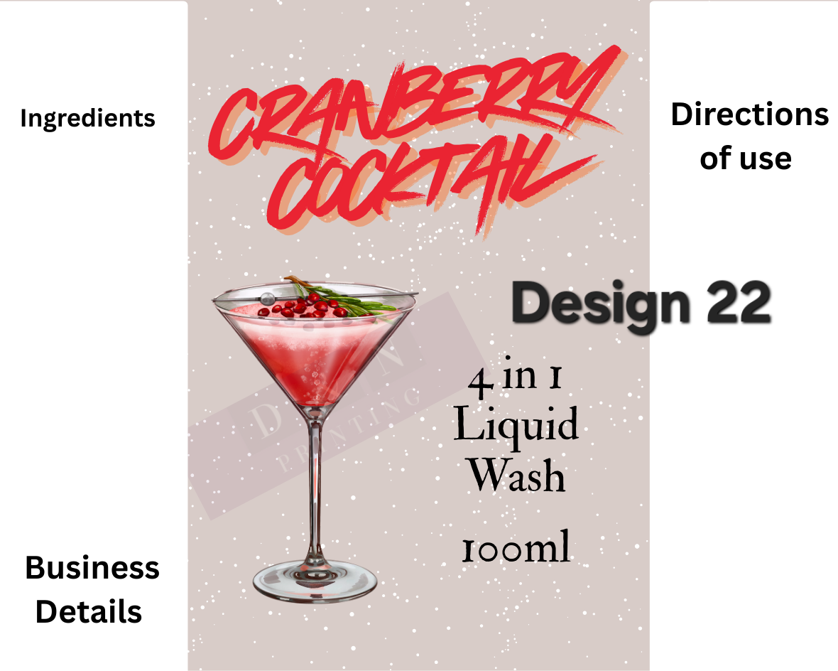 Body Spray, Perfume, Liquid Soap Labels etc. Gloss Labels 100mm x80mm or 90mm x 65mm