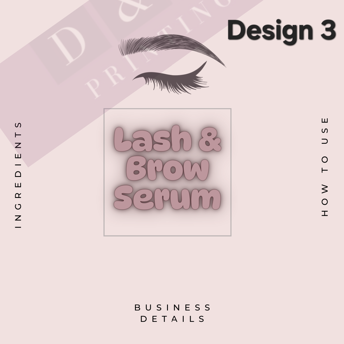 Eyebrow Label Indesign Lash & Brow Serum Labels in 49mm Square - Matte or Gloss – D & N Printing