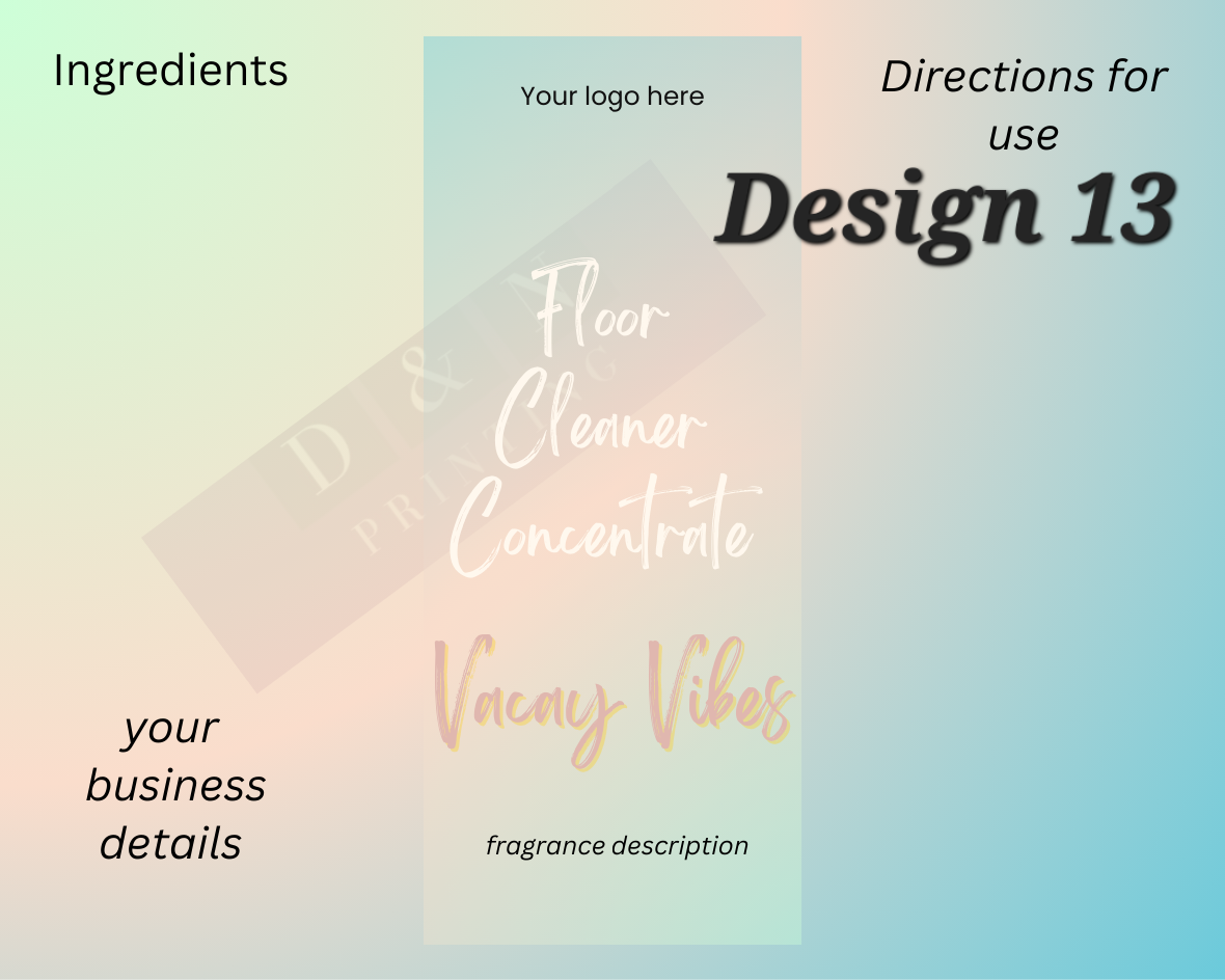 Cleaning Concentrates By Fizzy Whiz- Waterproof Gloss Labels 100mm x80mm 6 labels per sheet