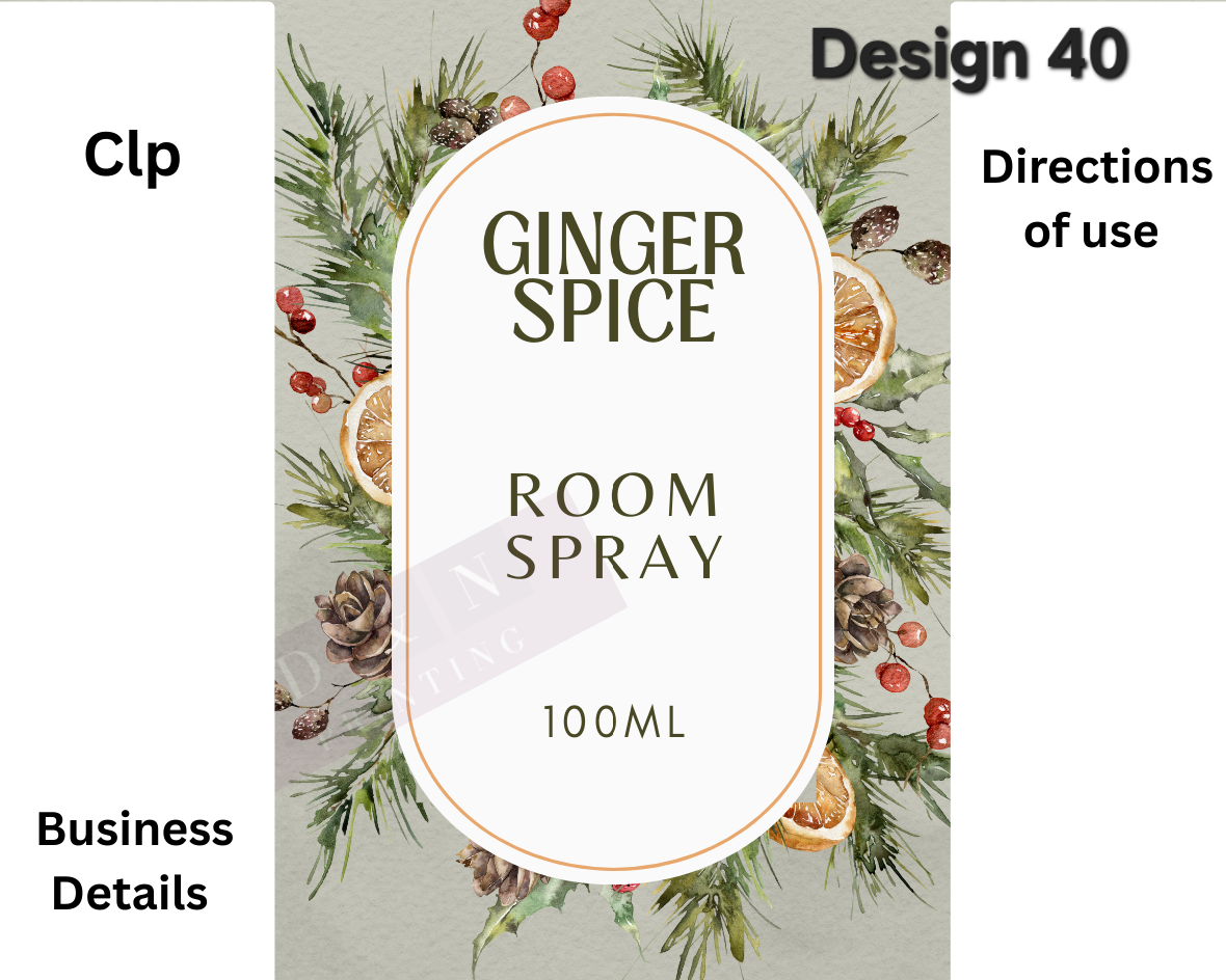 Christmas & Winter Room Spray Labels. Gloss Labels 100mm x80mm - 6 labels per sheet