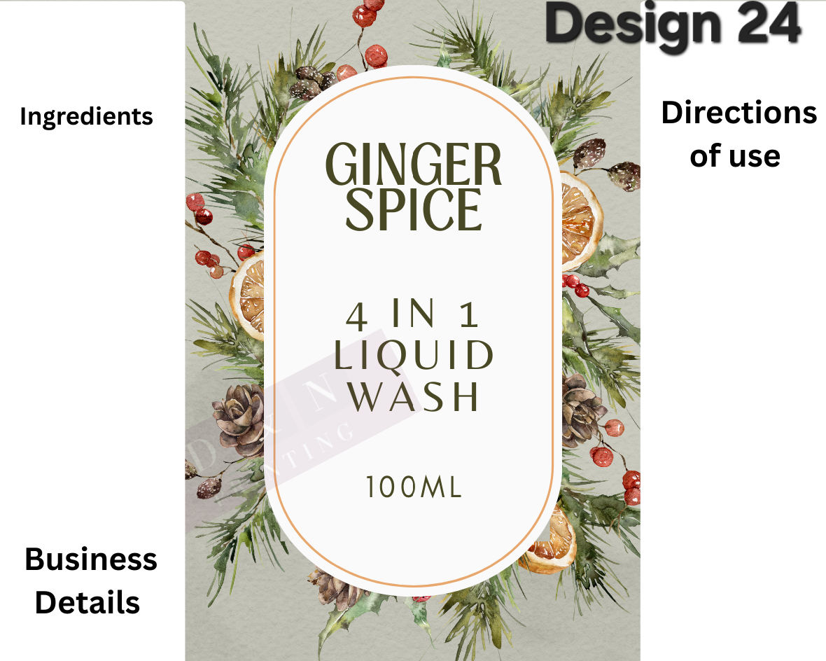 Body Spray, Perfume, Liquid Soap Labels etc. Gloss Labels 100mm x80mm or 90mm x 65mm