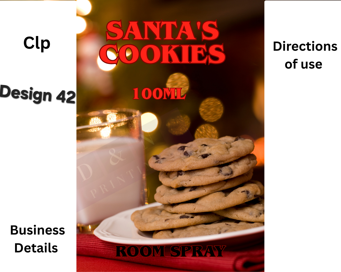 Christmas & Winter Room Spray Labels. Gloss Labels 100mm x80mm - 6 labels per sheet