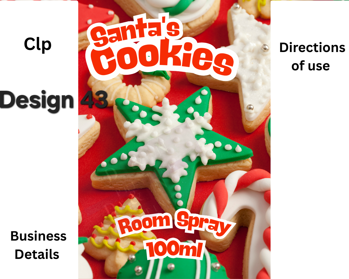 Christmas & Winter Room Spray Labels. Gloss Labels 100mm x80mm - 6 labels per sheet