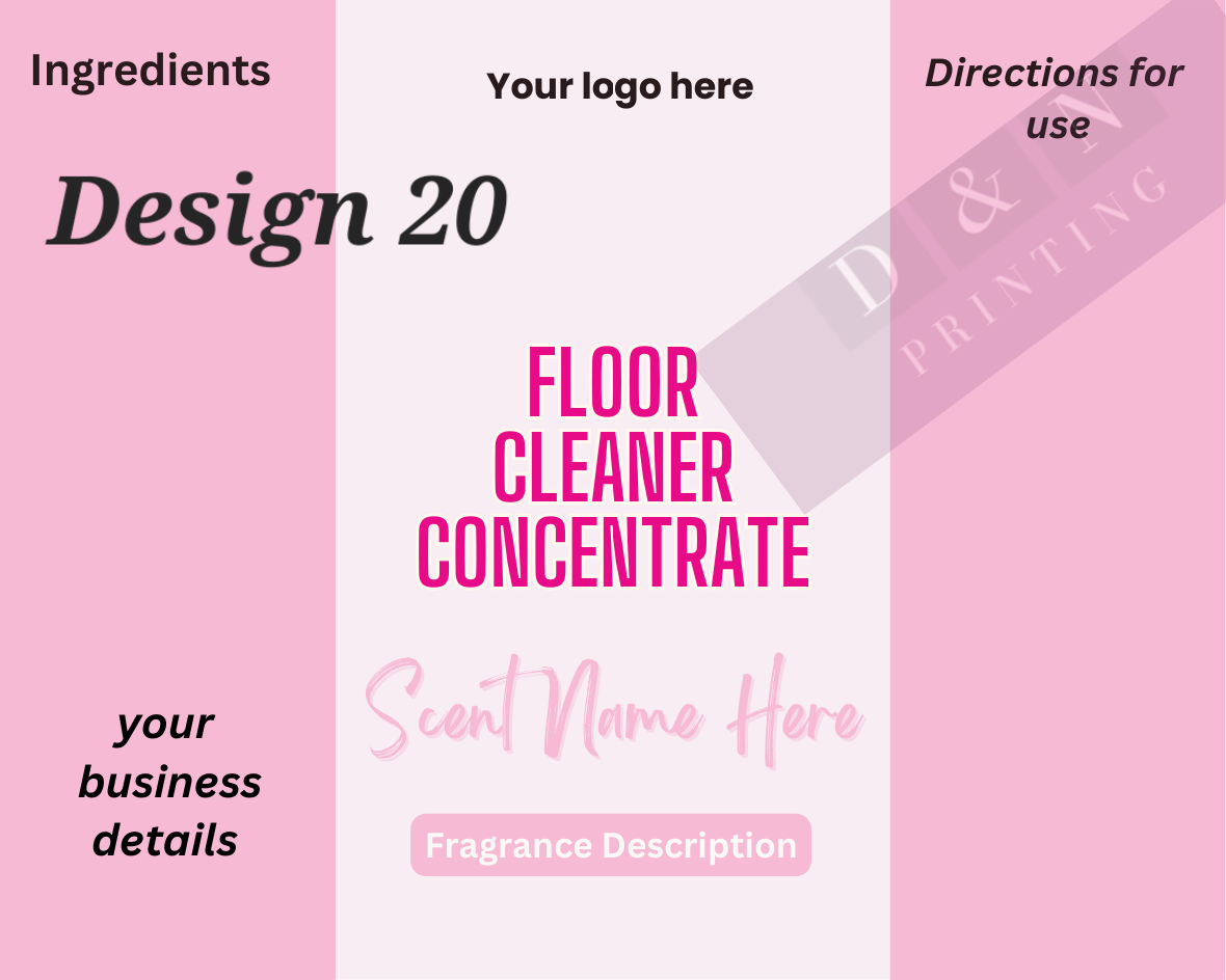 Cleaning Concentrates By Fizzy Whiz- Waterproof Gloss Labels 100mm x80mm 6 labels per sheet