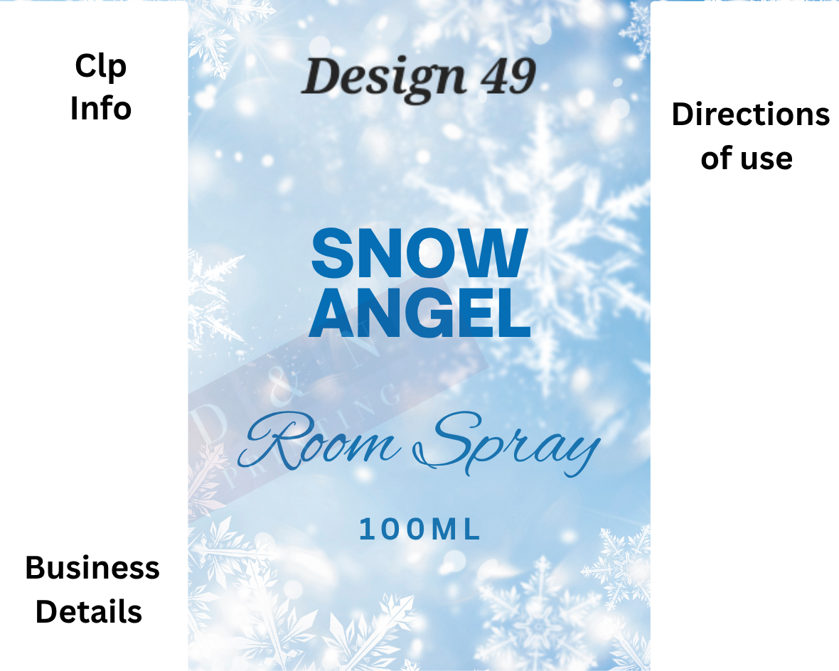 Christmas & Winter Room Spray Labels. Gloss Labels 100mm x80mm - 6 labels per sheet