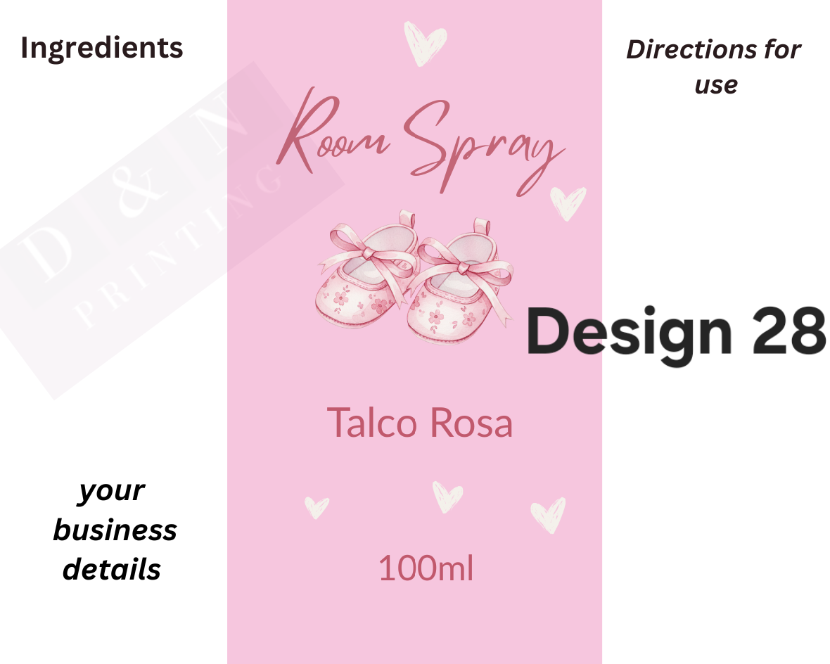Room Spray Labels. Gloss Labels 100mm x80mm - 6 labels per sheet