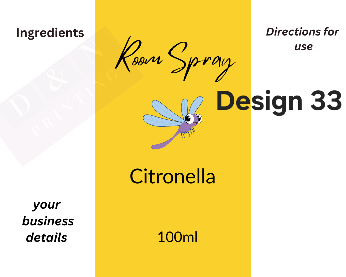 Room Spray Labels. Gloss Labels 100mm x80mm - 6 labels per sheet
