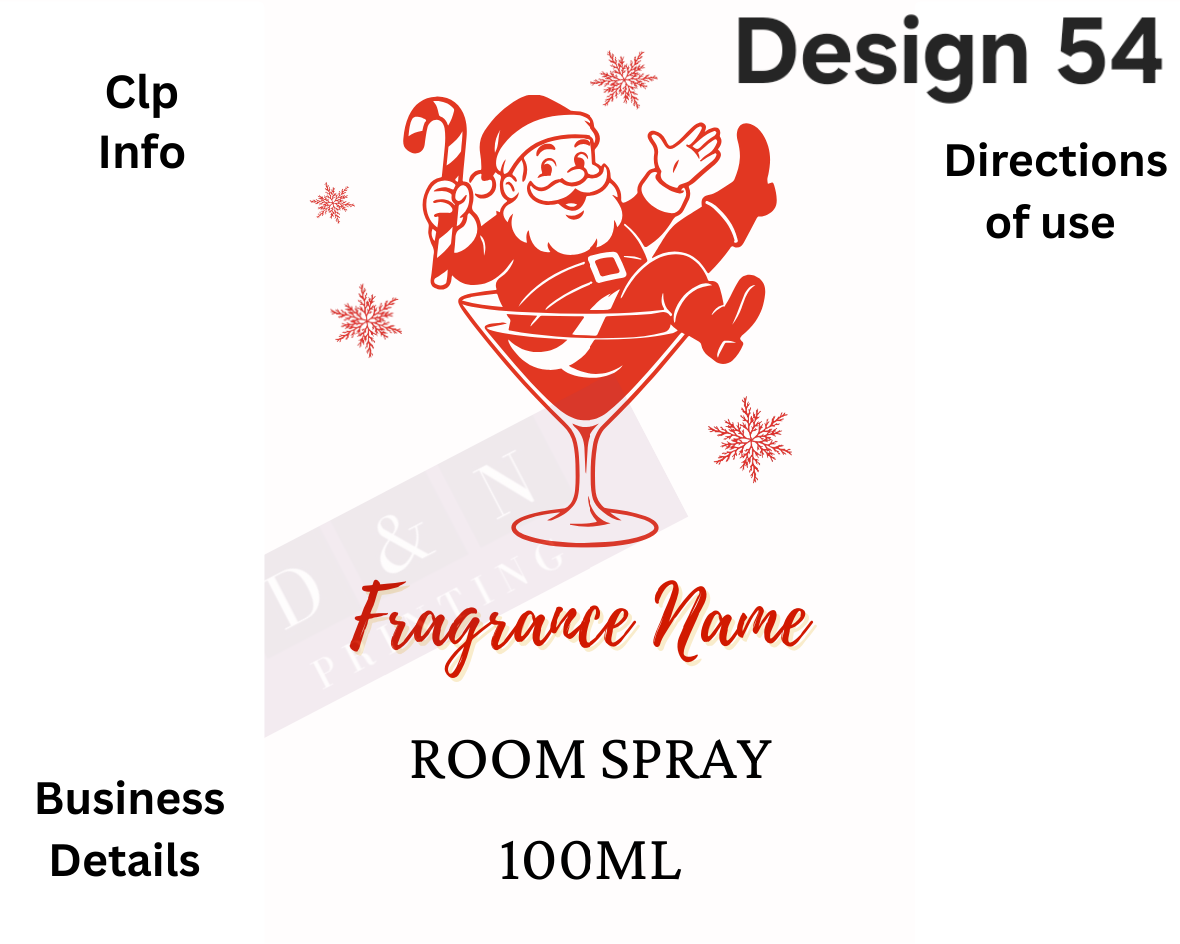 Christmas & Winter Room Spray Labels. Gloss Labels 100mm x80mm - 6 labels per sheet