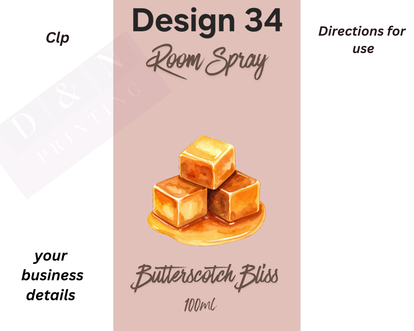 Room Spray Labels - IN PERFUMERS ALCOHOL - Gloss Labels 100mm(width) x 80mm(height) - 6 labels per sheet