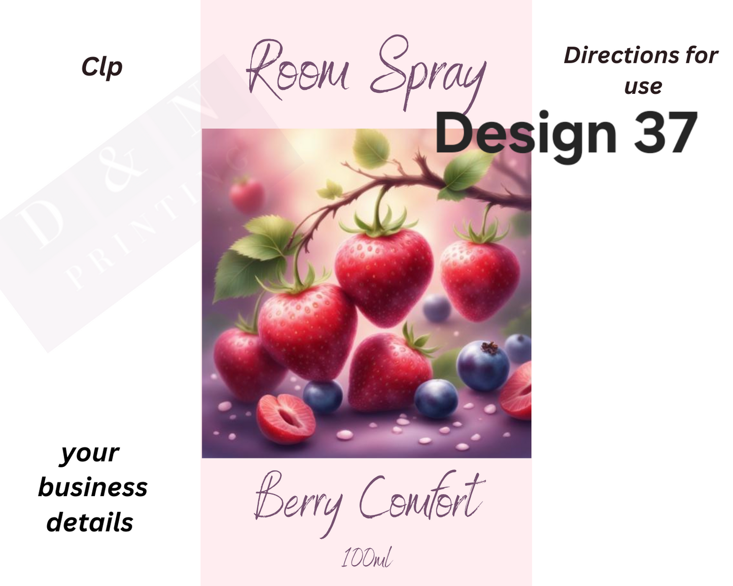 Room Spray Labels - IN PERFUMERS ALCOHOL - Gloss Labels 100mm(width) x 80mm(height) - 6 labels per sheet