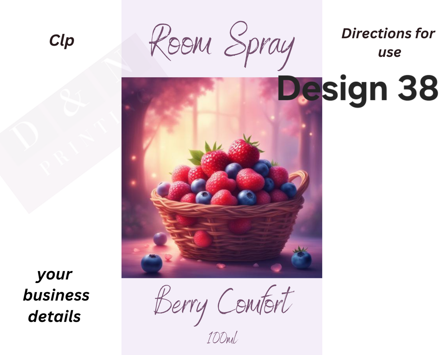 Room Spray Labels - IN PERFUMERS ALCOHOL - Gloss Labels 100mm(width) x 80mm(height) - 6 labels per sheet