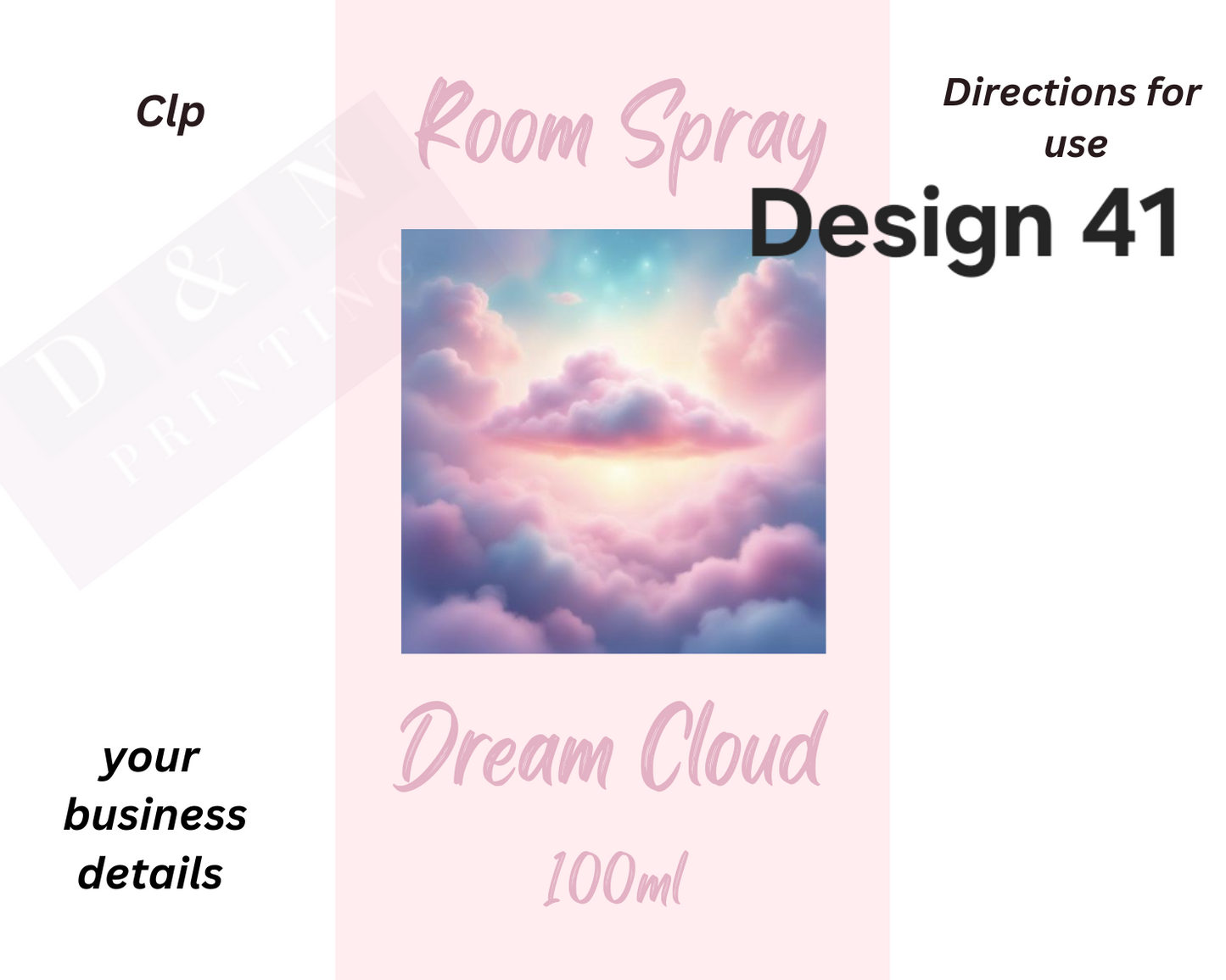 Room Spray Labels - IN PERFUMERS ALCOHOL - Gloss Labels 100mm(width) x 80mm(height) - 6 labels per sheet