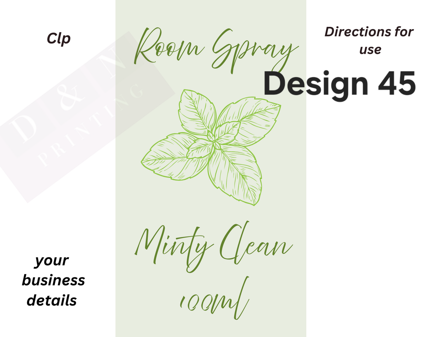 Room Spray Labels - IN PERFUMERS ALCOHOL - Gloss Labels 100mm(width) x 80mm(height) - 6 labels per sheet