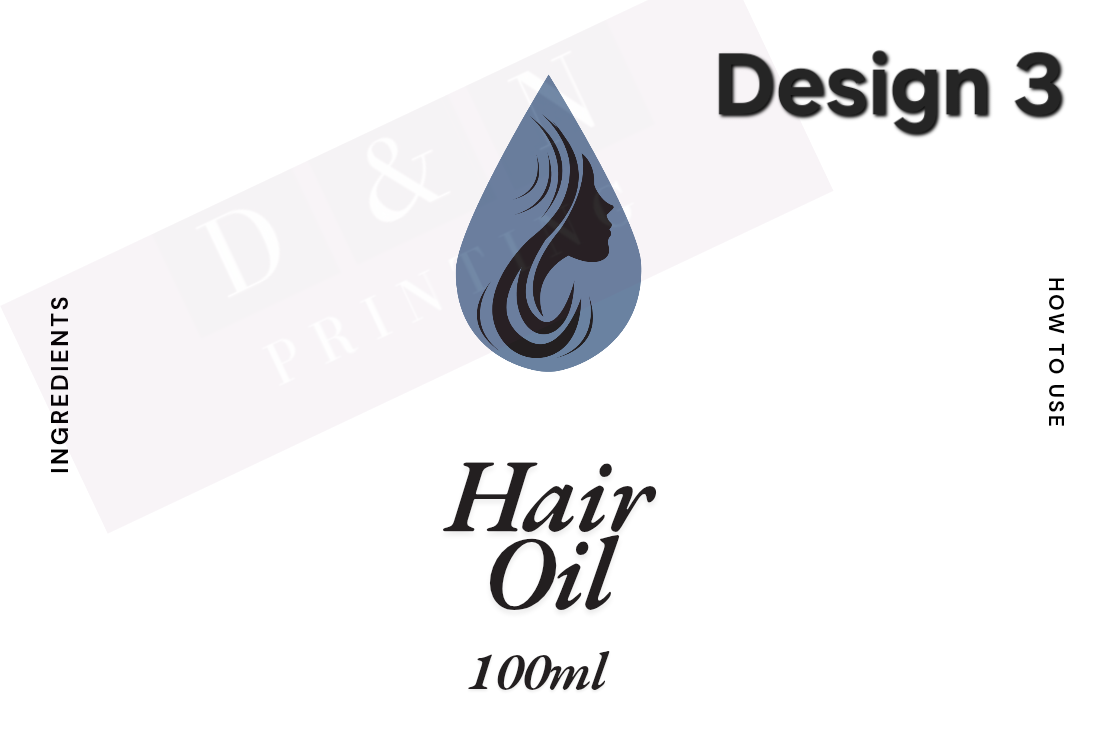 Hair Oil Labels in 90mm x 65mm  - Matte or Gloss