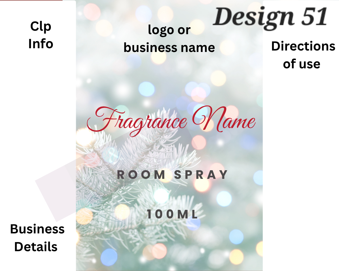 Christmas & Winter Room Spray Labels. Gloss Labels 100mm x80mm - 6 labels per sheet