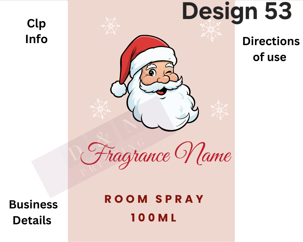 Christmas & Winter Room Spray Labels. Gloss Labels 100mm x80mm - 6 labels per sheet