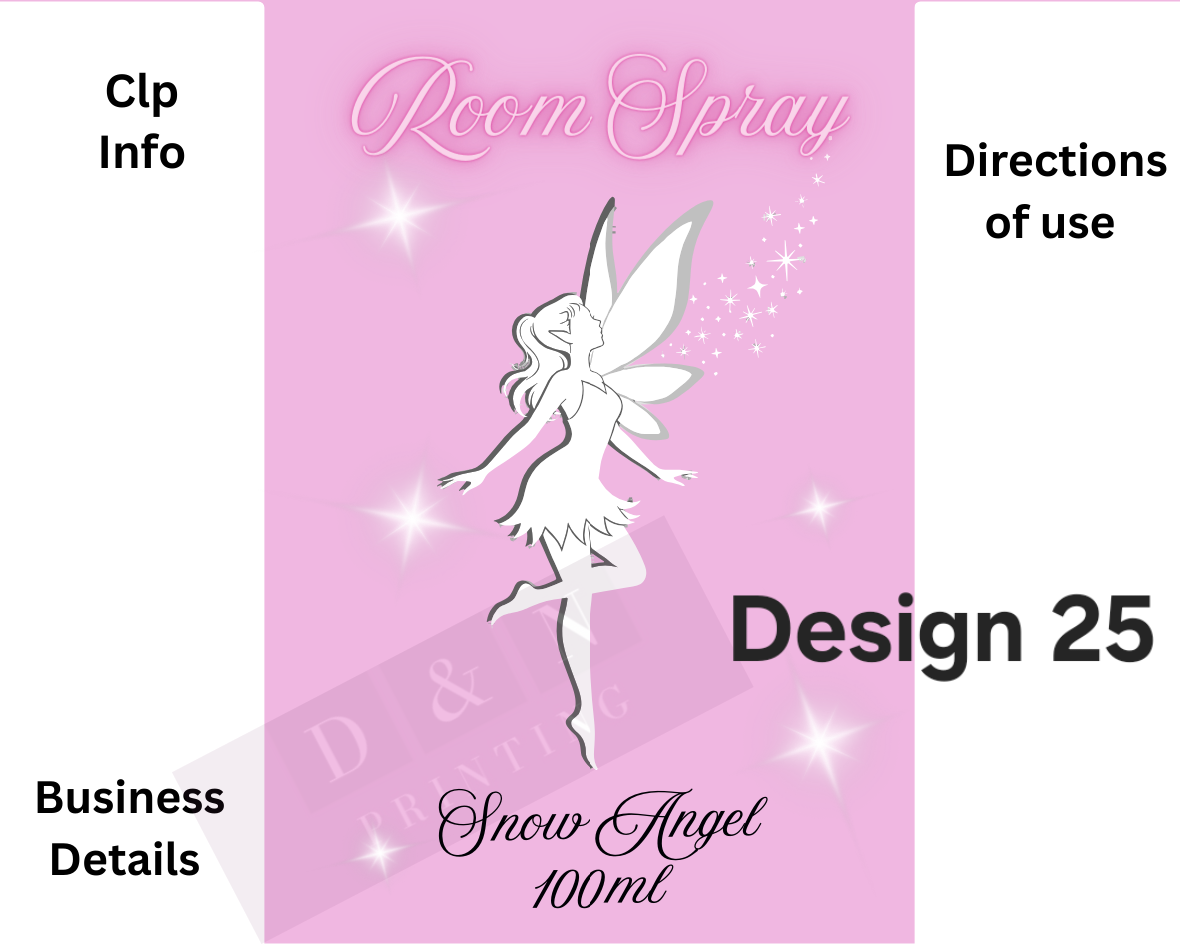 Room Spray Labels. Gloss Labels 100mm x80mm - 6 labels per sheet