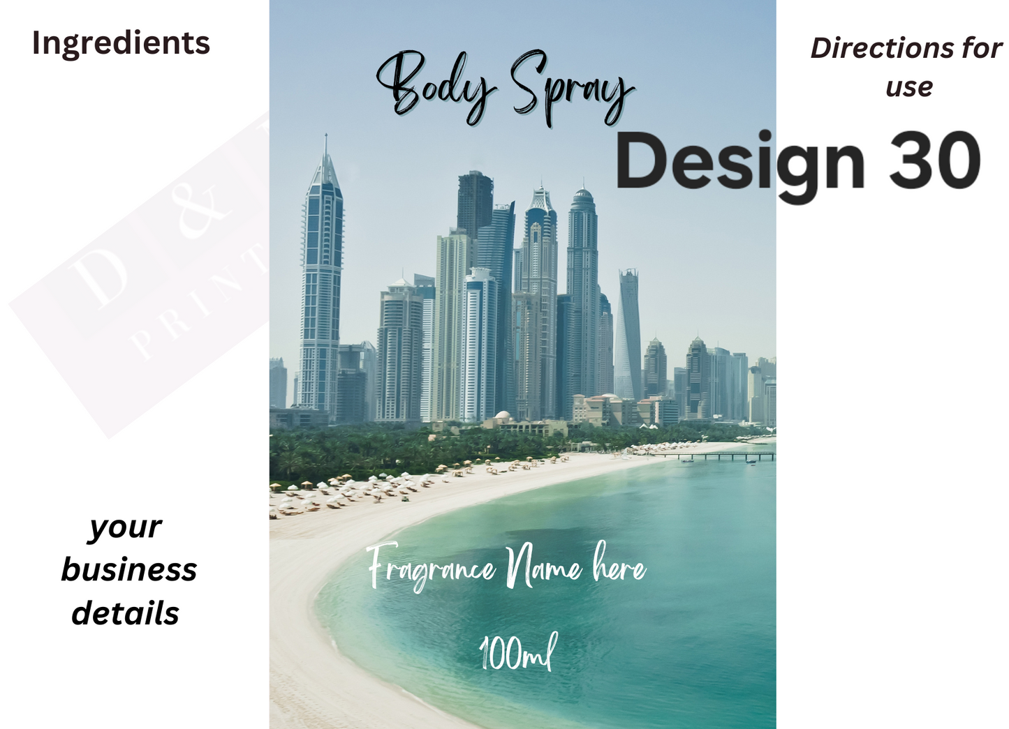 Body Spray, Perfume, Liquid Soap Labels etc. Gloss Labels 100mm x80mm or 90mm x 65mm