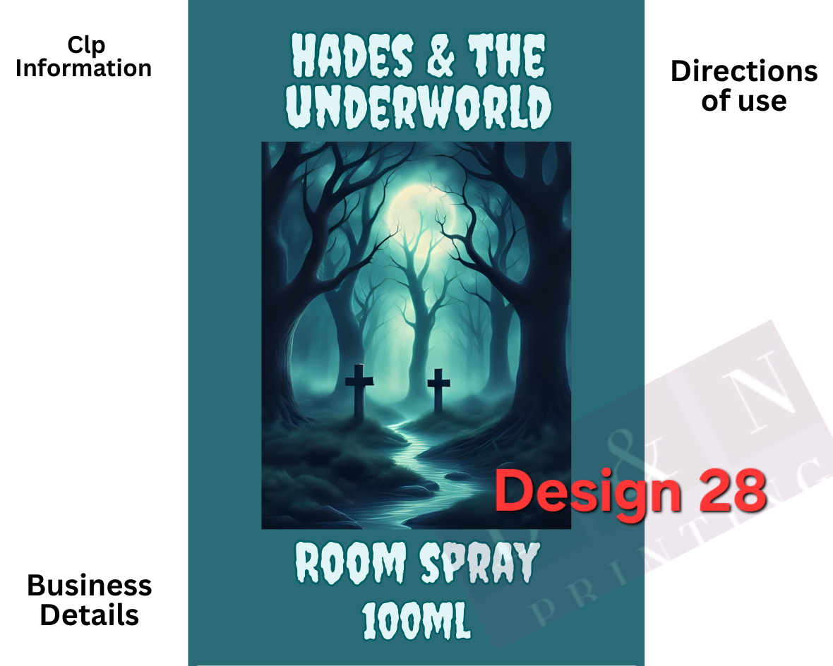 Autumn & Halloween Room Spray Labels. Gloss Labels 100mm x80mm - 6 labels per sheet