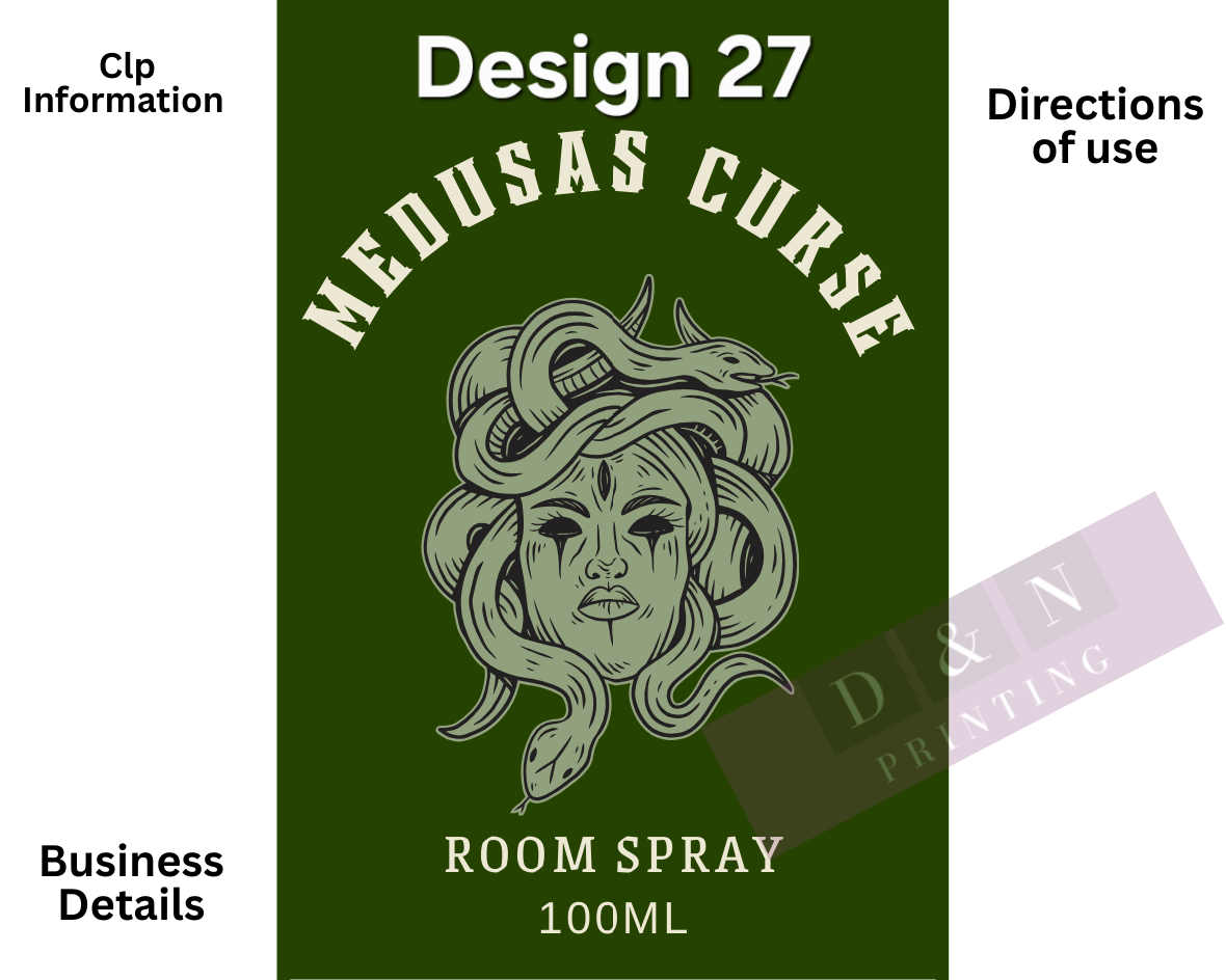 Autumn & Halloween Room Spray Labels. Gloss Labels 100mm x80mm - 6 labels per sheet