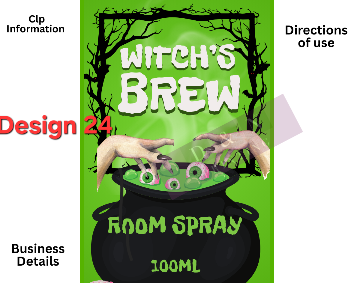 Autumn & Halloween Room Spray Labels. Gloss Labels 100mm x80mm - 6 labels per sheet