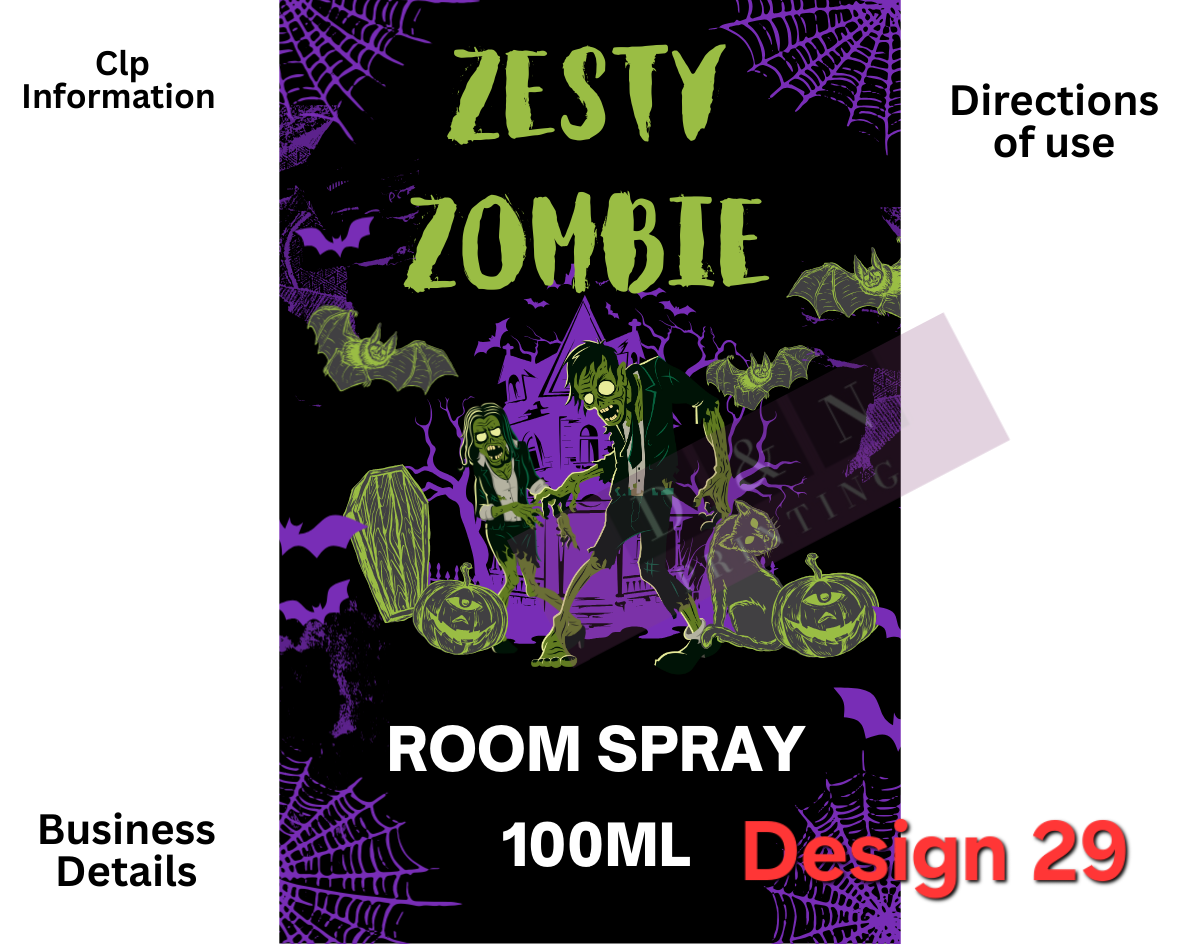 Autumn & Halloween Room Spray Labels. Gloss Labels 100mm x80mm - 6 labels per sheet