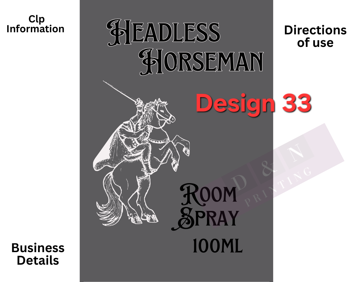 Autumn & Halloween Room Spray Labels. Gloss Labels 100mm x80mm - 6 labels per sheet