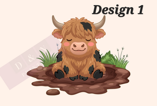 Highland Cow Collection Box Labels